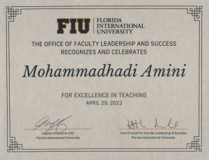 University-wide “Rewarding Excellence in Teaching Incentives (RETI)” award, 2022